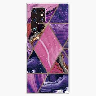 For Samaung Galaxy S22 Ultra 5G Abstract Marble Pattern TPU Phone Protective Case(Dark Purple)