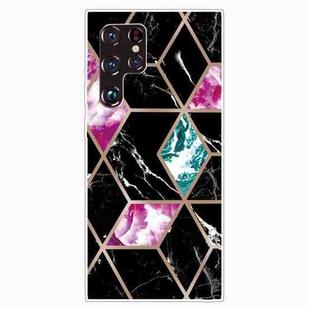 For Samaung Galaxy S22 Ultra 5G Abstract Marble Pattern TPU Phone Protective Case(Purple Black)