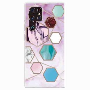 For Samaung Galaxy S22 Ultra 5G Abstract Marble Pattern TPU Phone Protective Case(Color Hexagon)