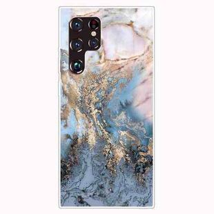 For Samaung Galaxy S22 Ultra 5G Abstract Marble Pattern TPU Phone Protective Case(Gold)