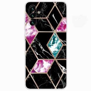 For Samsung Galaxy A13 5G Abstract Marble Pattern TPU Phone Protective Case(Purple Black)