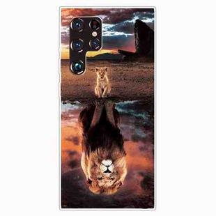 For Samaung Galaxy S22 Ultra 5G Painted Pattern High Transparent TPU Phone Case(Desert Lion)