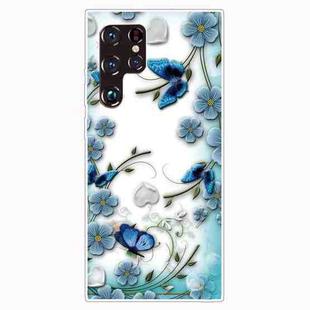 For Samaung Galaxy S22 Ultra 5G Painted Pattern High Transparent TPU Phone Case(Chrysanthemum Butterfly)