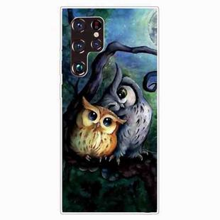 For Samaung Galaxy S22 Ultra 5G Painted Pattern High Transparent TPU Phone Case(Owl)