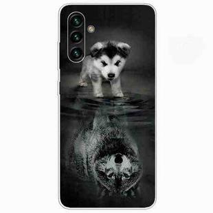 For Samsung Galaxy A13 5G Painted Pattern High Transparent TPU Phone Case(Reflected Wolf)