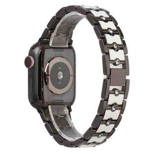 Big Diamond Three-bead Steel Strap Watch Band For Apple Watch Series 8&7 41mm / SE 2&6&SE&5&4 40mm / 3&2&1 38mm(Black+White)