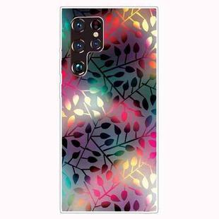 For Samaung Galaxy S22 Ultra 5G Painted Pattern Transparent TPU Phone Case(Fluorescent Branches)