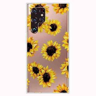 For Samaung Galaxy S22 Ultra 5G Painted Pattern Transparent TPU Phone Case(Yellow Chrysanthemum)