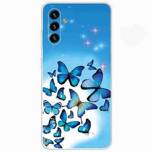 For Samsung Galaxy A13 5G Painted Pattern Transparent TPU Phone Case(Blue Butterfly)