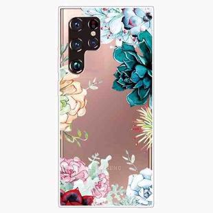 For Samaung Galaxy S22 Ultra 5G Painted Pattern High Transparent TPU Phone Case(Gem Flower)