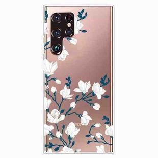 For Samaung Galaxy S22 Ultra 5G Painted Pattern High Transparent TPU Phone Case(Magnolia)