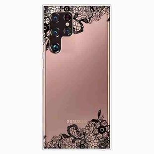 For Samaung Galaxy S22 Ultra 5G Painted Pattern High Transparent TPU Phone Case(Lace Flower)