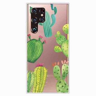 For Samaung Galaxy S22 Ultra 5G Painted Pattern High Transparent TPU Phone Case(Cactus)