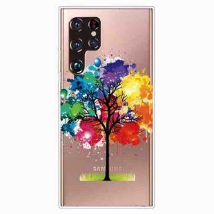 For Samaung Galaxy S22 Ultra 5G Painted Pattern High Transparent TPU Phone Case(Oil Painting Tree)