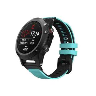 For Garmin Fenix 6 Two-color Silicone Strap Watch Band(Mint Green Black)