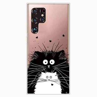 For Samaung Galaxy S22 Ultra 5G Painted Pattern High Transparent TPU Phone Case(Black and White Rat)