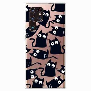 For Samaung Galaxy S22 Ultra 5G Painted Pattern High Transparent TPU Phone Case(Funny Cats)