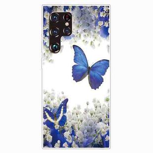 For Samaung Galaxy S22 Ultra 5G Painted Pattern High Transparent TPU Phone Case(White Flower Butterfly)