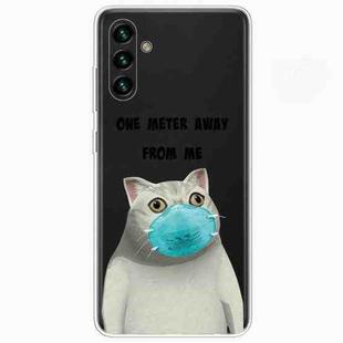 For Samsung Galaxy A13 5G Painted Pattern High Transparent TPU Phone Case(Mask Cat)