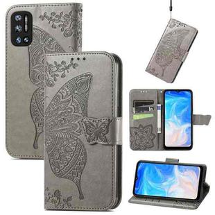 For DOOGEE N40 Pro Butterfly Love Flowers Embossed Horizontal Flip Leather Case with Holder & Card Slots & Wallet & Lanyard(Grey)