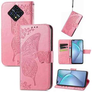 For Infinix Zero 8 Butterfly Love Flowers Embossed Horizontal Flip Leather Case with Holder & Card Slots & Wallet & Lanyard(Pink)