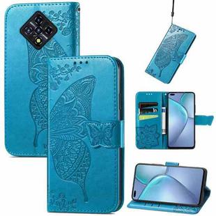 For Infinix Zero 8 Butterfly Love Flowers Embossed Horizontal Flip Leather Case with Holder & Card Slots & Wallet & Lanyard(Blue)