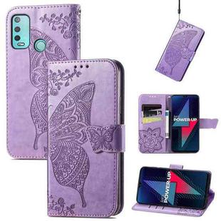 For Wiko Power U30 Butterfly Love Flowers Embossed Horizontal Flip Leather Case with Holder & Card Slots & Wallet & Lanyard(Light Purple)