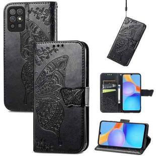 For Honor Play 5T Youth Butterfly Love Flowers Embossed Horizontal Flip Leather Case with Holder & Card Slots & Wallet & Lanyard(Black)