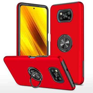 For Xiaomi Poco X3 / X3 NFC PC + TPU Shockproof Magnetic Phone Case with Invisible Ring Holder(Red)