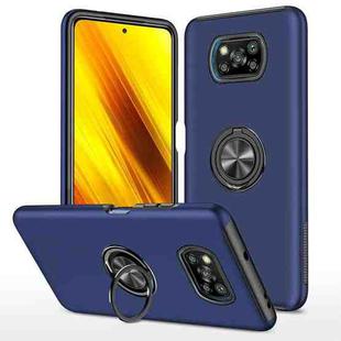 For Xiaomi Poco X3 / X3 NFC PC + TPU Shockproof Magnetic Phone Case with Invisible Ring Holder(Blue)