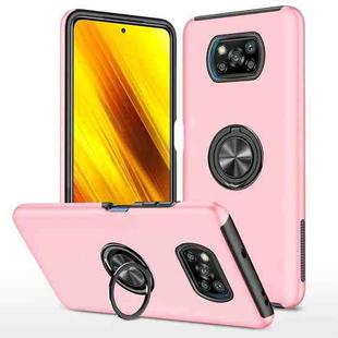 For Xiaomi Poco X3 / X3 NFC PC + TPU Shockproof Magnetic Phone Case with Invisible Ring Holder(Rose Gold)