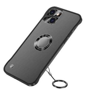 Metal CD Texture Borderless Transparent Frosted Phone Case For iPhone 13(Black)