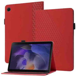 For Samsung Galaxy Tab A8 10.5 2021 X200/X205 Rhombus Skin Feel Horizontal Flip Tablet Leather Case with Card Slots & Holder(Red)