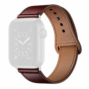 Leather Watch Band For Apple Watch Ultra 49mm / Series 8&7 45mm / SE 2&6&SE&5&4 44mm / 3&2&1 42mm(Red Palm Oil Leather + Black Buckle)