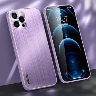 Brushed Texture Shockproof Phone Case For iPhone 12 Pro(Light Purple)