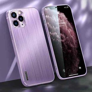 For iPhone 11 Pro Max Brushed Texture Shockproof Phone Case (Light Purple)