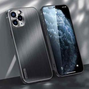 For iPhone 11 Pro Max Brushed Texture Shockproof Phone Case (Black)