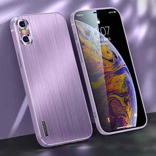 For iPhone X / XS Brushed Texture Shockproof Phone Case(Light Purple)