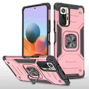 For Xiaomi Redmi Note10 Pro Magnetic Armor Shockproof Phone Case with Metal Ring Holder(Rose Gold)