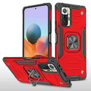 For Xiaomi Redmi Note10 Pro Magnetic Armor Shockproof Phone Case with Metal Ring Holder(Red)