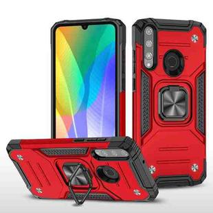 For Huawei Y6P Magnetic Armor Shockproof Phone Case with Metal Ring Holder(Red)
