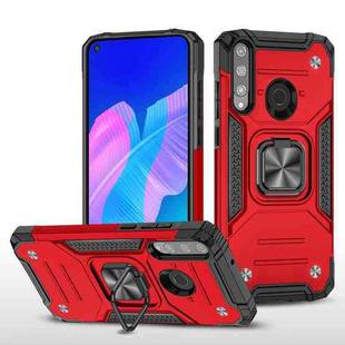 For Huawei Y7P Magnetic Armor Shockproof Phone Case with Metal Ring Holder(Red)