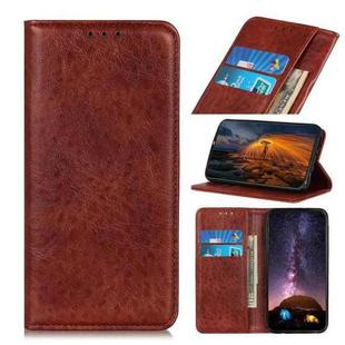 For Motorola Moto E40/E20/E30/Lenovo K14 Plus Magnetic Crazy Horse Texture Horizontal Flip Leather Phone Case(Brown)