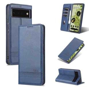 For Google Pixel 6 AZNS Magnetic Calf Texture Horizontal Flip Phone Leather Case(Dark Blue)