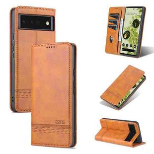 For Google Pixel 6 AZNS Magnetic Calf Texture Horizontal Flip Phone Leather Case(Light Brown)