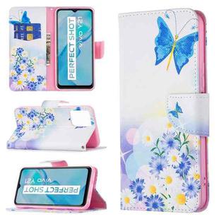 For vivo Y21 Colored Drawing Pattern Horizontal Flip Phone Leather Case with Holder & Card Slots & Wallet(Butterfly Love)