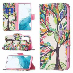 For Samsung Galaxy S22+ 5G Colored Drawing Pattern Horizontal Flip Phone Leather Case with Holder & Card Slots & Wallet(Tree Life)