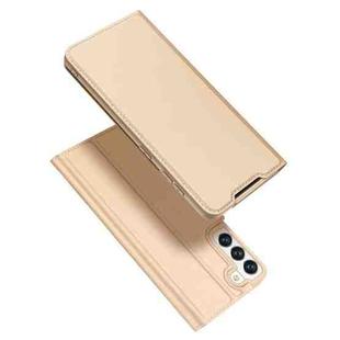 For Samsung Galaxy S22 5G DUX DUCIS Skin Pro Series Horizontal Flip Leather Phone Case with Holder & Card Slots(Gold)
