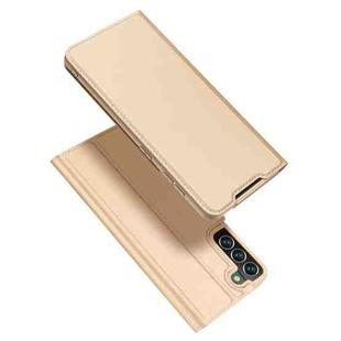 For Samsung Galaxy S22+ 5G DUX DUCIS Skin Pro Series Horizontal Flip Leather Phone Case with Holder & Card Slots(Gold)