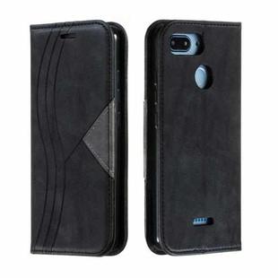 For Xiaomi Redmi 6 Splicing Color Magnetic Hem Horizontal Flip Leather Case with Holder & Card Slots(Black)